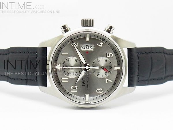 Pilot Chrono SS 3878 Sliver Gray Dial on Black Leather Strap A7750