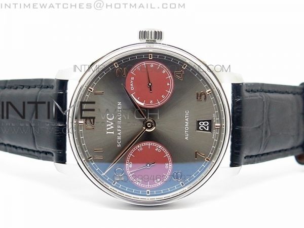 PORTUGUESE REAL PR SS GARY DIAL V2 Gold Numbers ZF 1:1 BEST EDITION ON BLACK LEATHER STRAP A52010