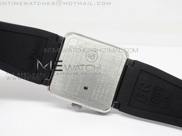 BR 03-92 SS Case Black Dial Gray Numbers 42.5mm on Rubber Strap MIYOTA 9015