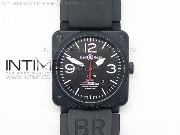 BR 03-92 PVD Case Black Dial 30 42.5mm on Rubber Strap MIYOTA 9015