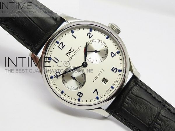 Portuguese Automatic SS White Dial on Black Leather Strap