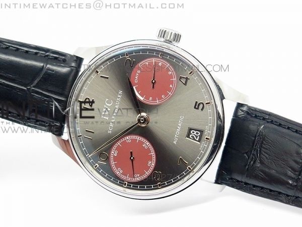 PORTUGUESE REAL PR SS GARY DIAL V2 Gold Numbers ZF 1:1 BEST EDITION ON BLACK LEATHER STRAP A52010