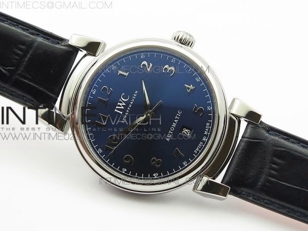 Da Vinci IW356601 SS MKF 1:1 Best Edition Blue Dial SS A2892 On Blue Leather Strap