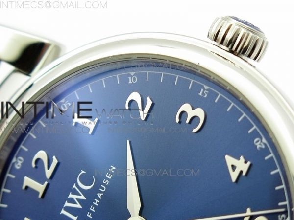 Da Vinci IW356601 SS MKF 1:1 Best Edition Blue Dial SS A2892 On Blue Leather Strap