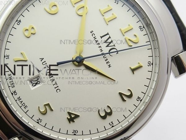 Da Vinci IW356601 SS MKF 1:1 Best Edition White Dial SS A2892 On Black Leather Strap