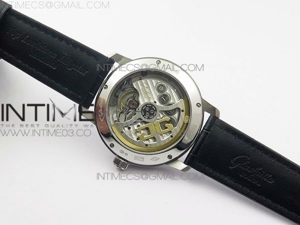 Excellence Panorama Date Phase SS ETC Marker 1:1 Best Edition Blue Dial on Black Leather Strap A100