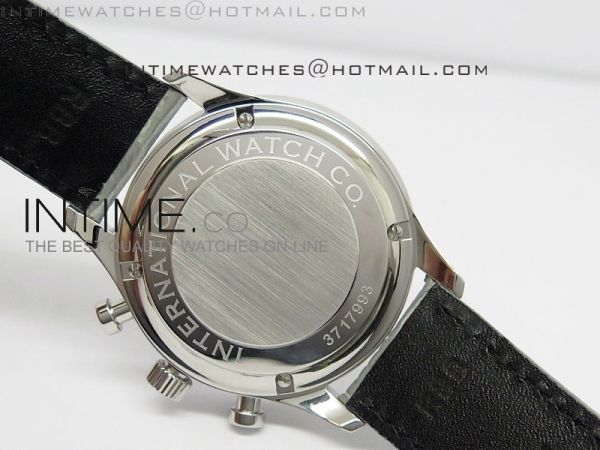 Portuguese 40mm Chrono SS Gray Dial Sliver subdial on Leather Strap A7750