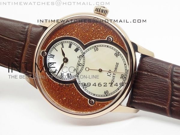 Jaquet Droz RG Case White MOP dial on brown leather