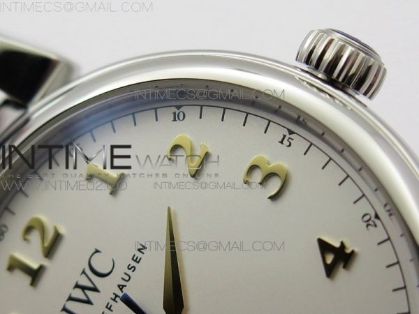 Da Vinci IW356601 SS MKF 1:1 Best Edition White Dial SS A2892 On Black Leather Strap