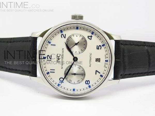 Portuguese Automatic SS White Dial on Black Leather Strap