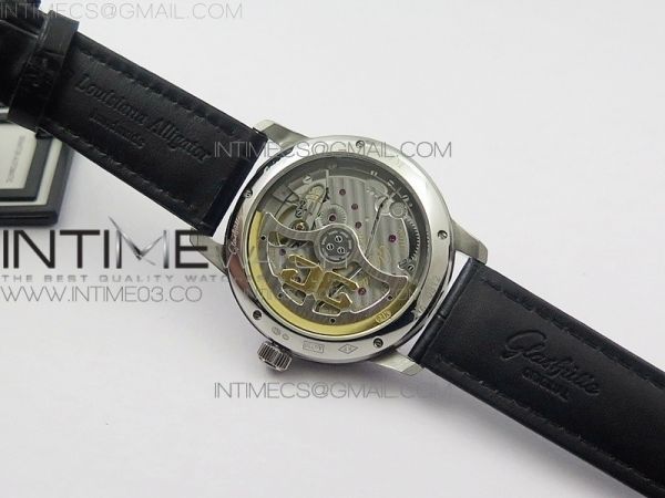 Excellence Panorama 40mm Date Moon Phase SS ETC Marker 1:1 Best Edition White Dial on Black Leather Strap A100