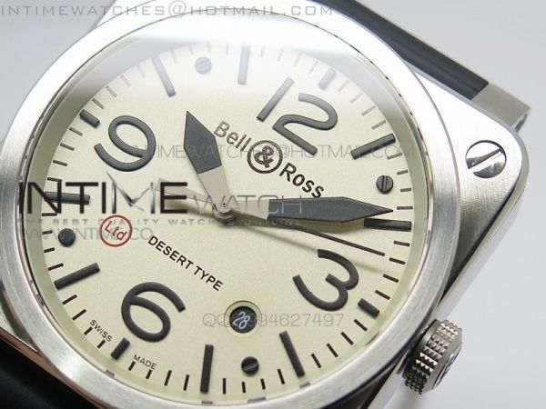 BR 03-92 SS Case Cream Dial 42.5mm on Rubber Strap MIYOTA 9015