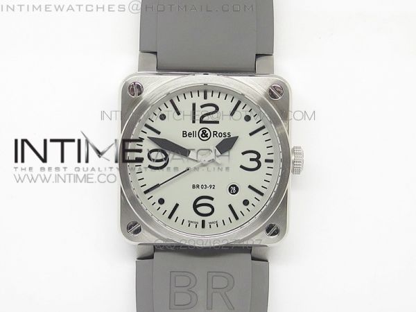 BR 03-92 SS Case Gray Dial 42.5mm Gray on Rubber Strap MIYOTA 9015