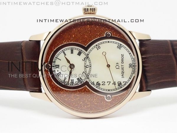 Jaquet Droz RG Case White MOP dial on brown leather
