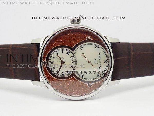 Jaquet Droz SS Case White MOP dial on brown leather